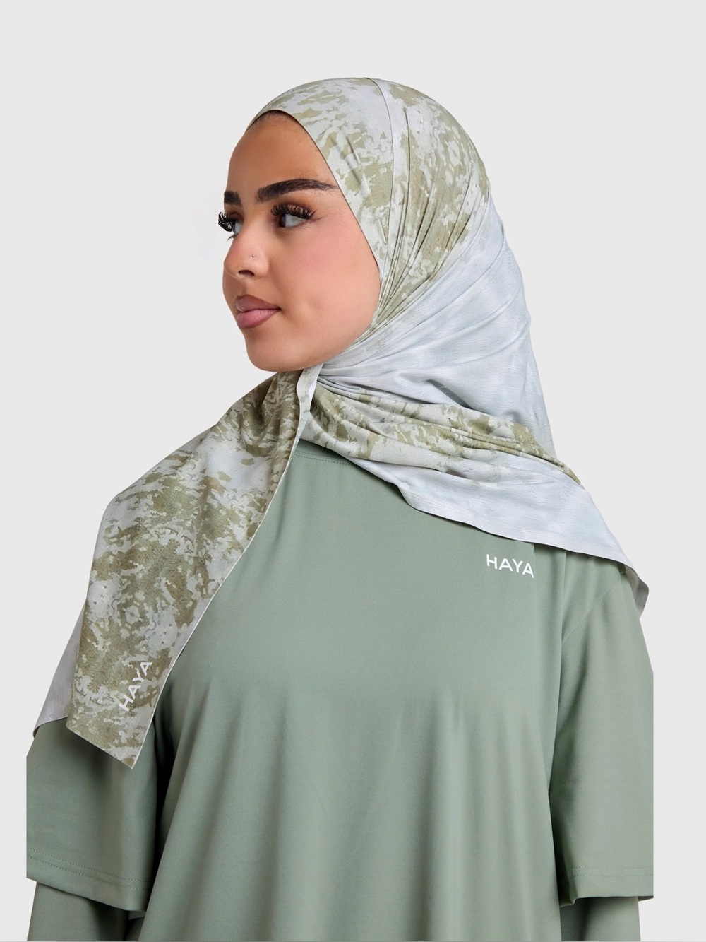 Haya Printed Sports Hijab - Olive